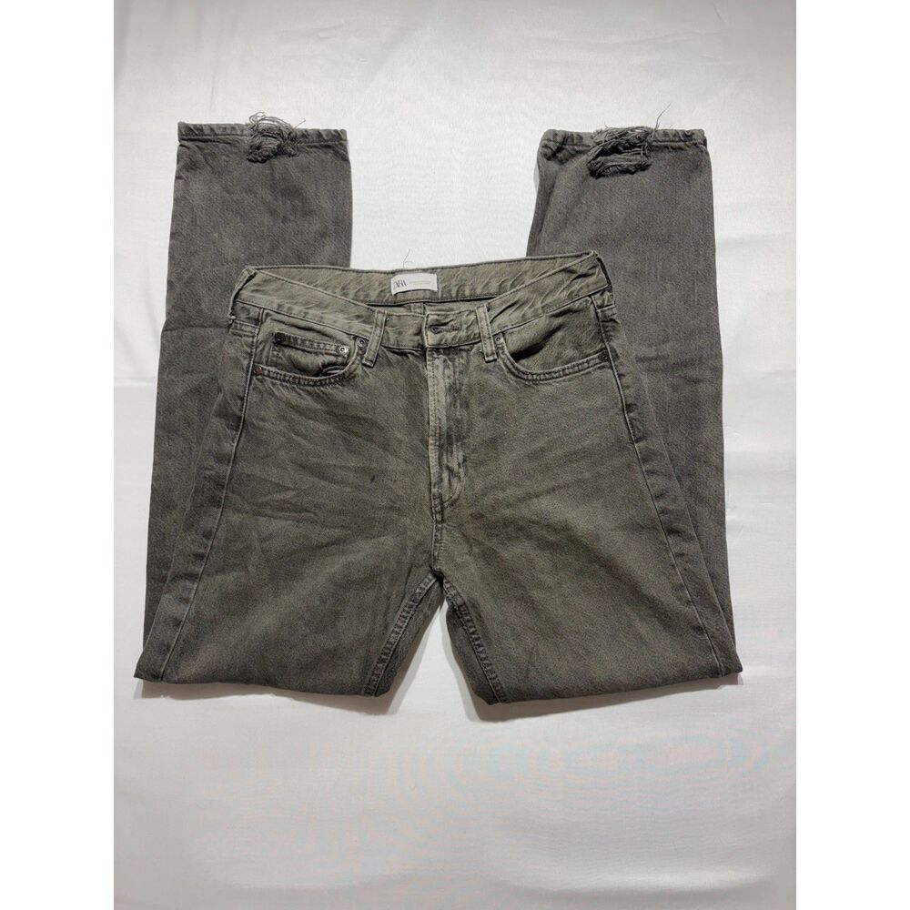 Zara Women's Gray Distressed Straight Leg Jeans Size 6